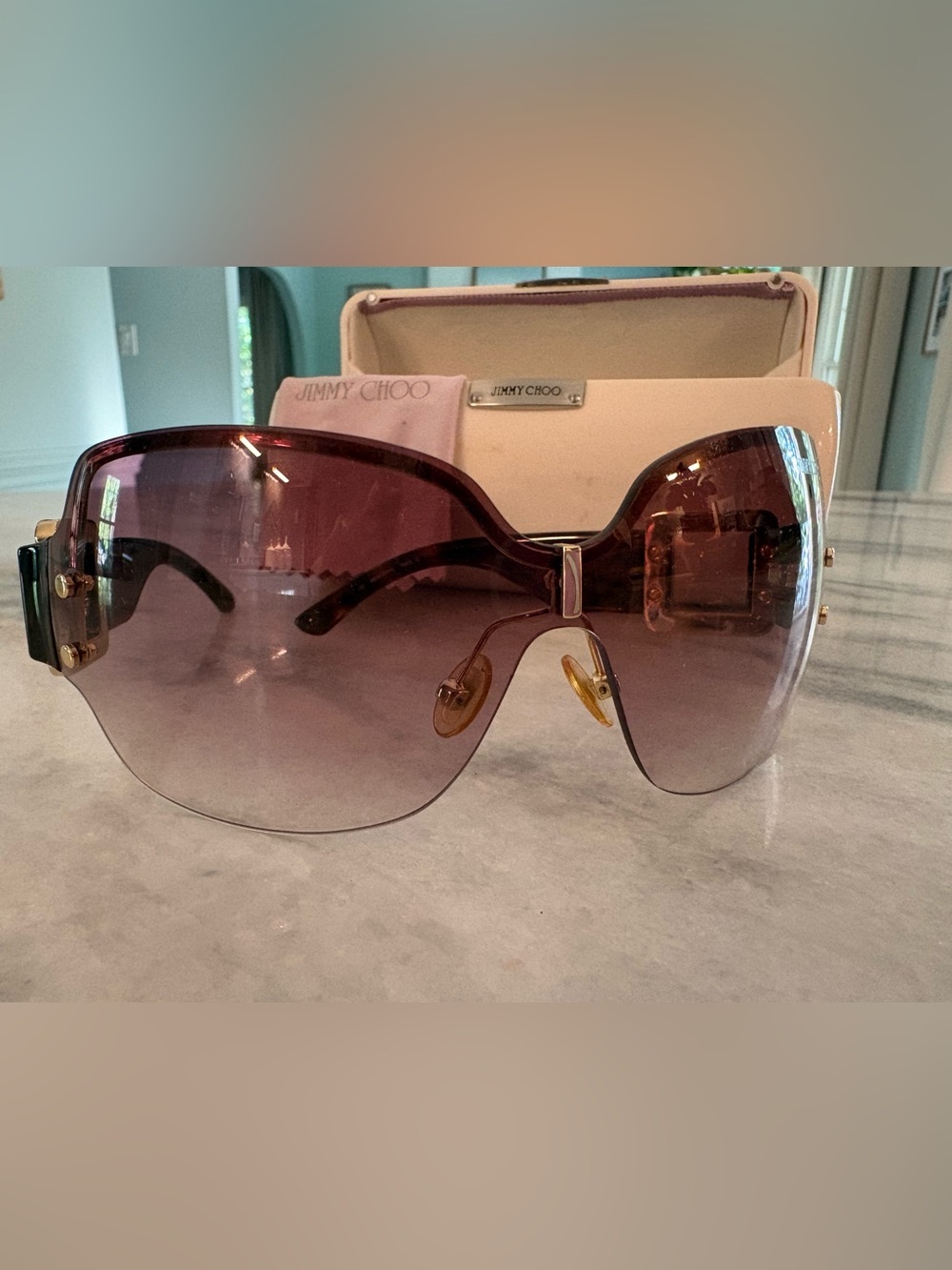 Authentic Jimmy Choo Women's Sunglasses with original case and cleaning cloth
